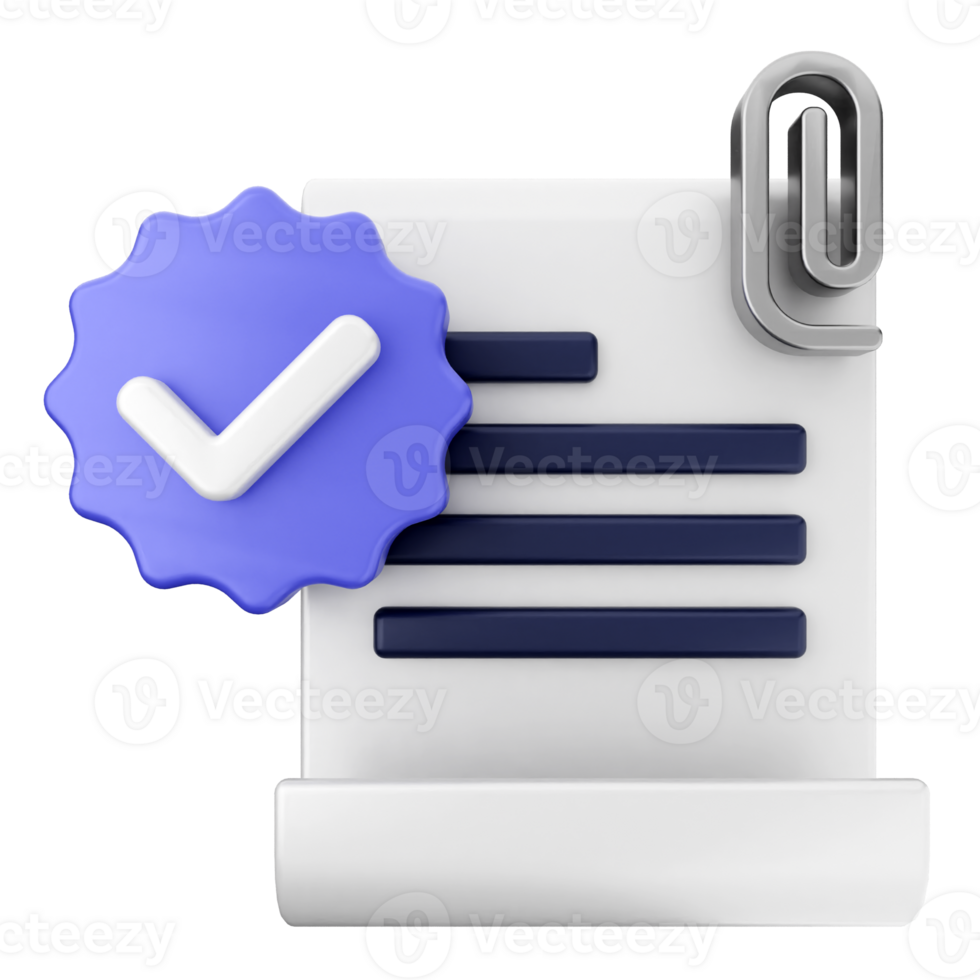 A document with a check mark and a paper clip png