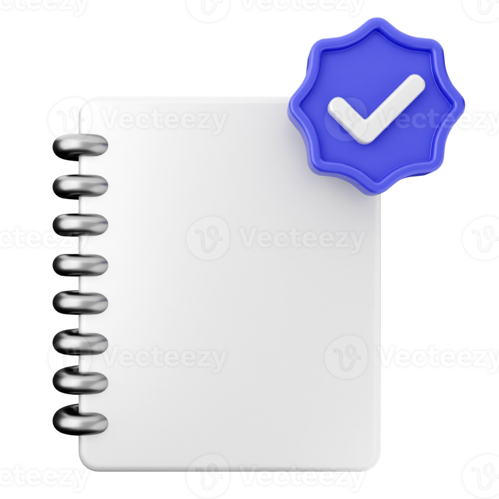 A notepad with a blue tick and a check mark png