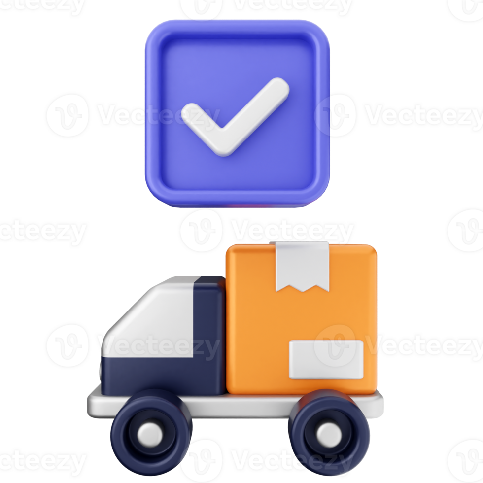 A truck with a check mark and a box png