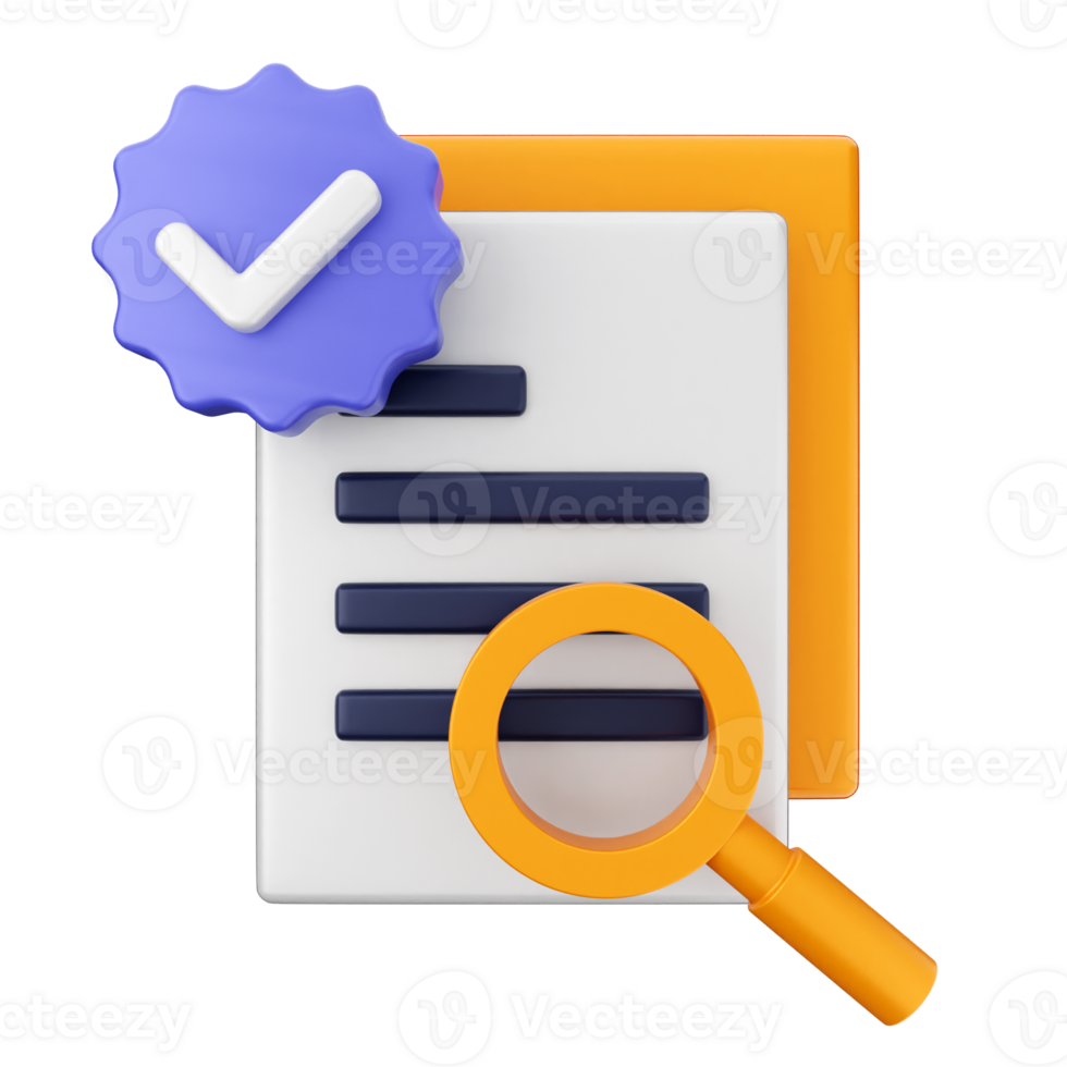 The icon of the document with a magnifying glass and a check mark png