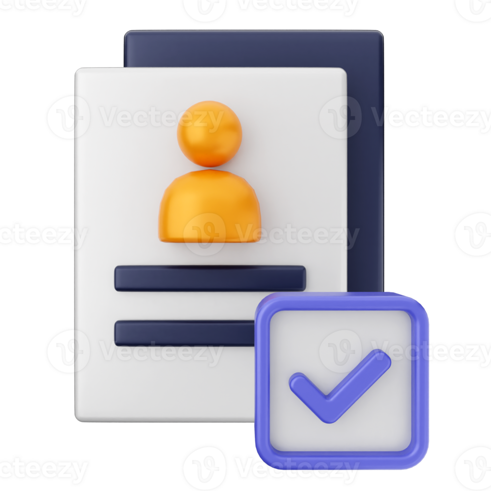 A blue check mark and a person icon on a white background png