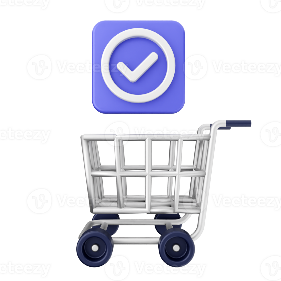 A shopping cart with a check mark and an icon png