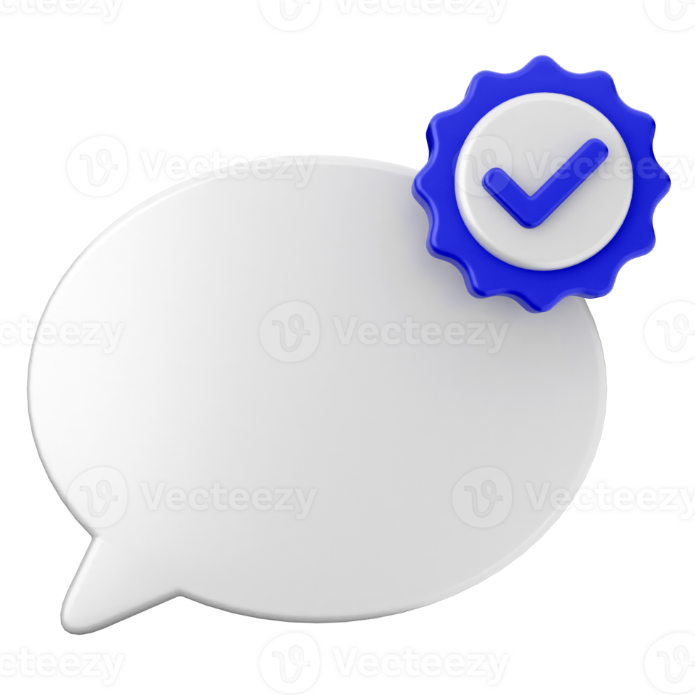 A speech bubble with a blue tick and a blue seal png