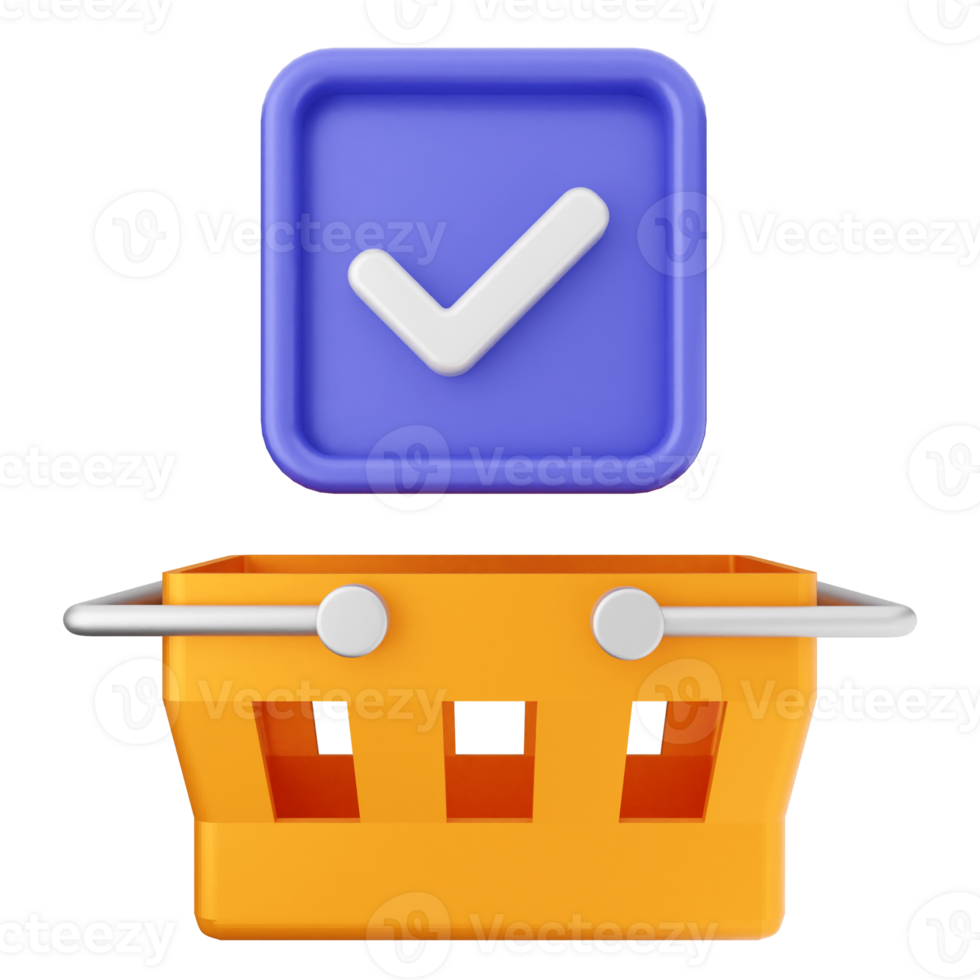 A shopping basket with a check mark on it png