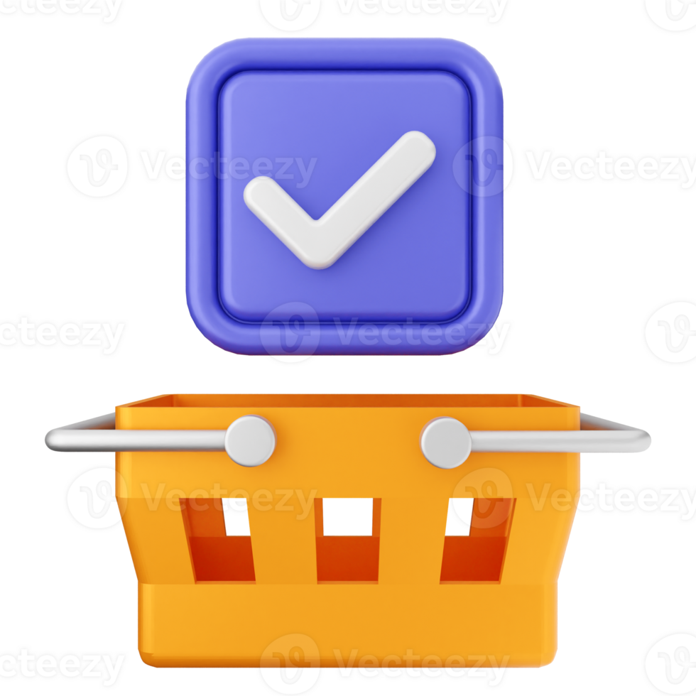 A shopping basket with a check mark on it png