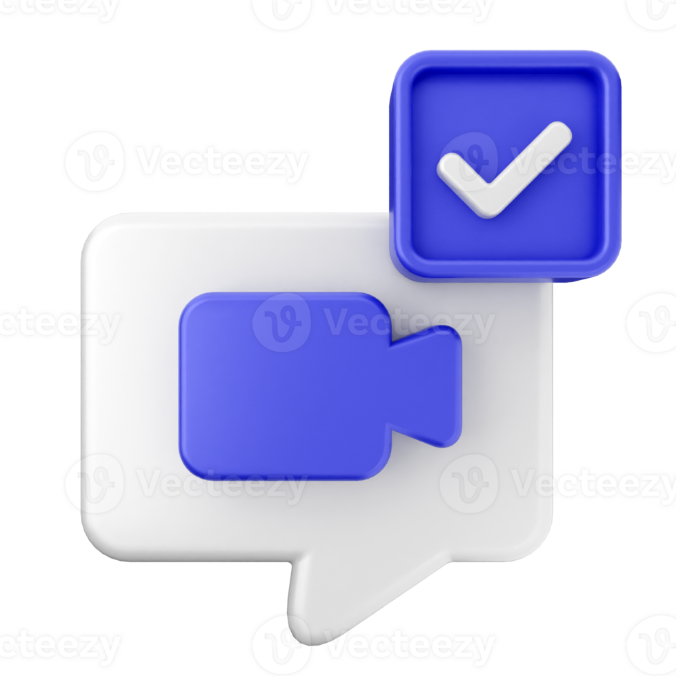 A speech bubble with a check mark and a blue camera png