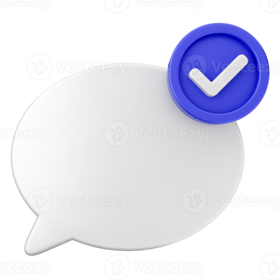 A speech bubble with a tick mark on it png
