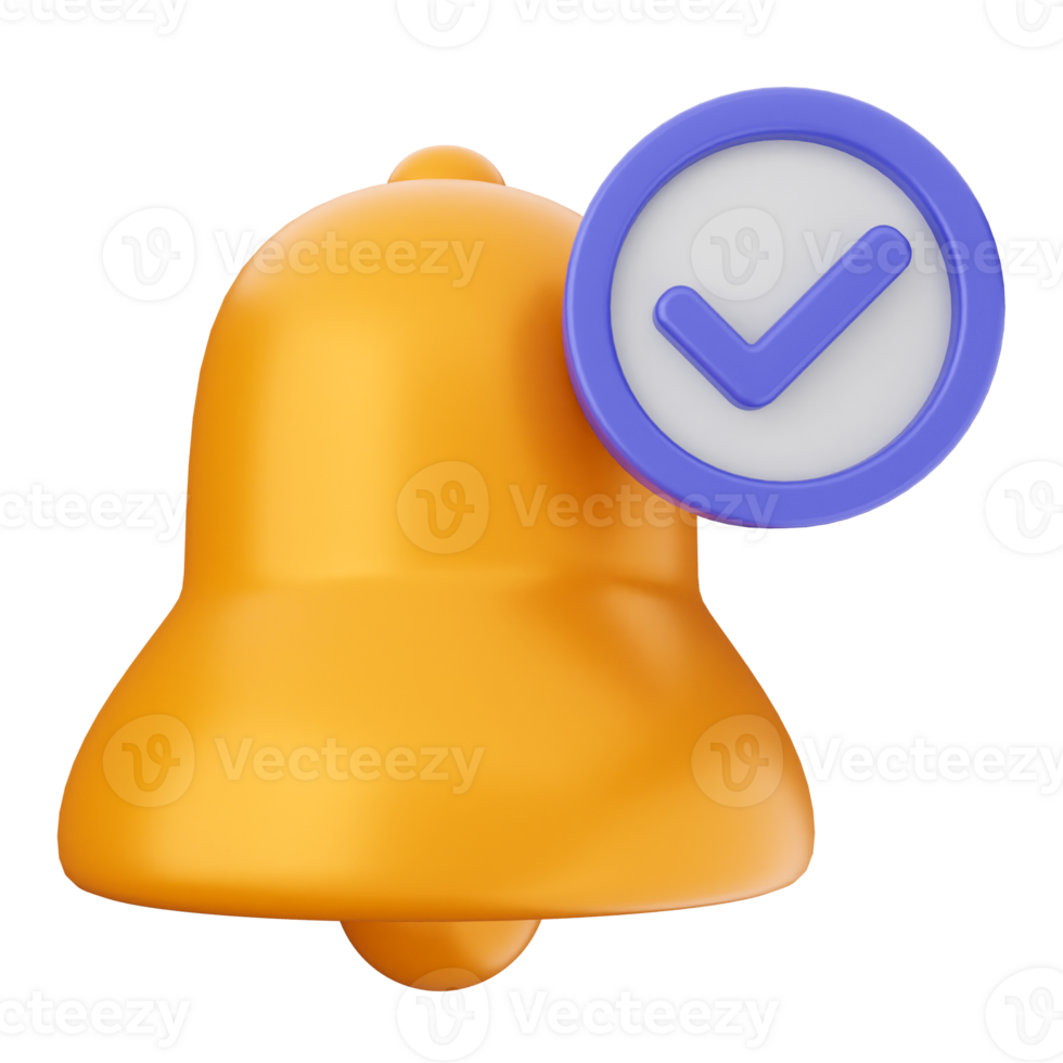 A yellow bell with a check mark on it png