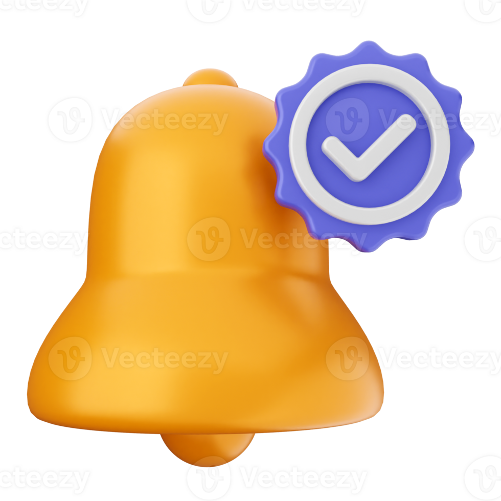 A bell with a tick mark on it png