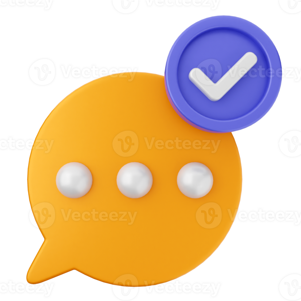 A chat bubble with a check mark and a button png