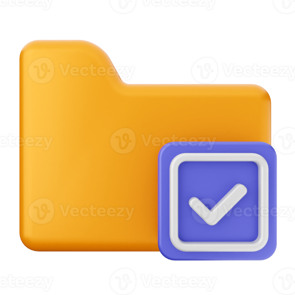 An orange folder with a check mark and a purple button png