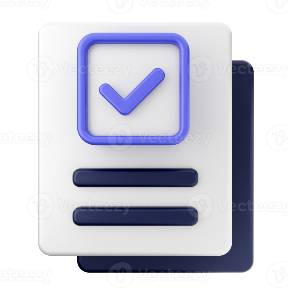 A check mark icon on a white and blue square png