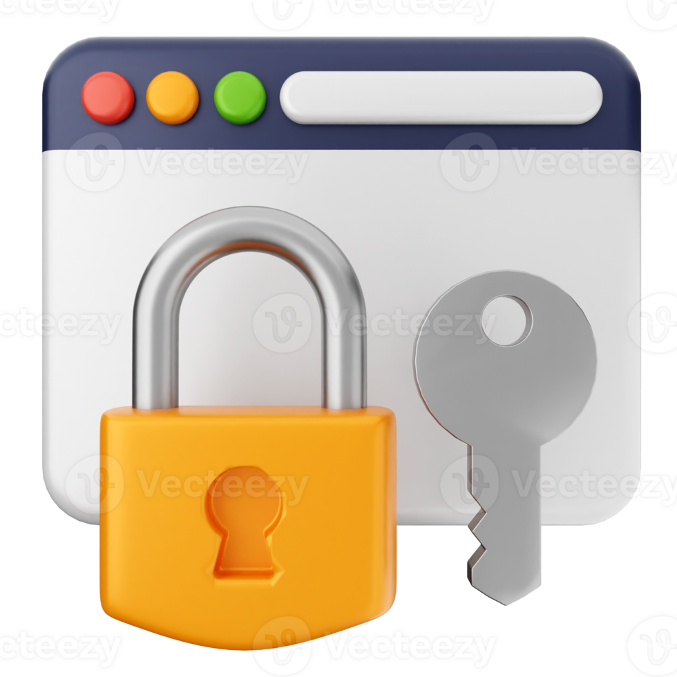A padlock and a key on a computer screen png