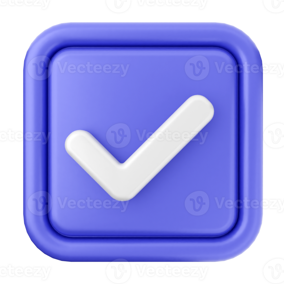 A check mark icon on a blue square png