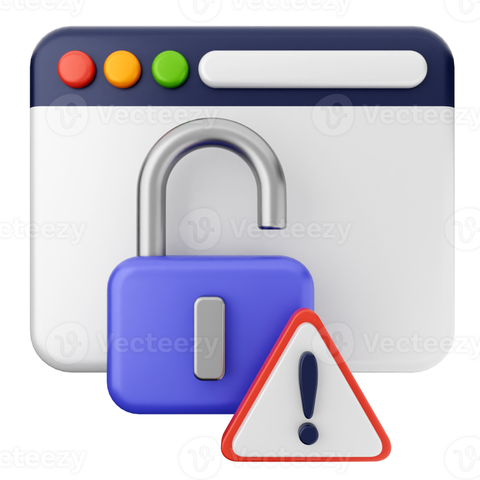 A padlock and a warning sign on a computer screen png