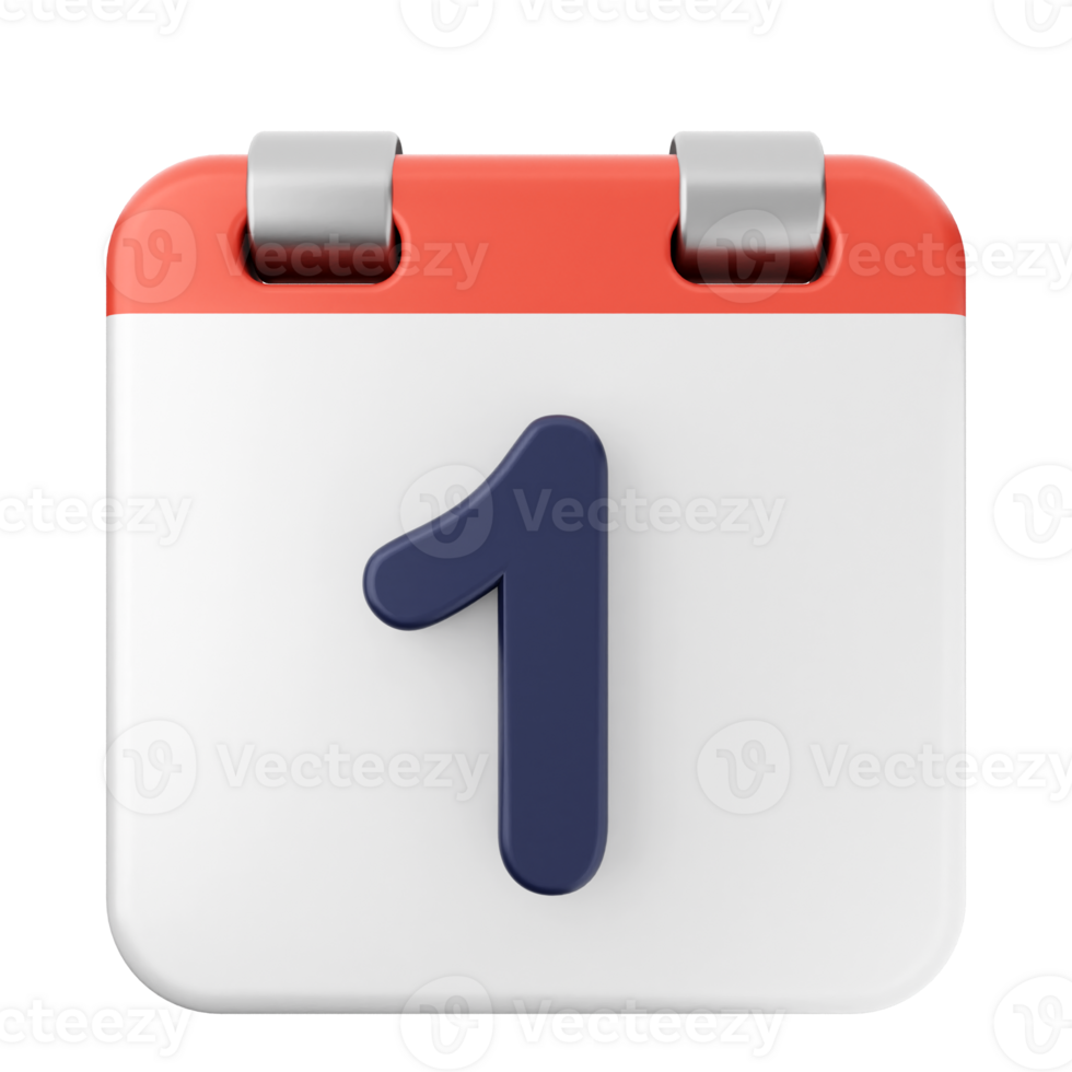 A calendar with the number one on it png