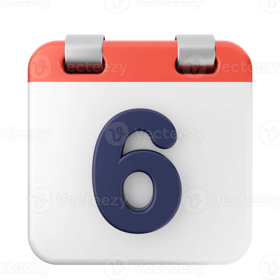 A calendar icon with the number six on it png