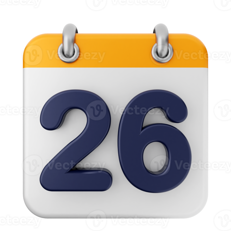 A calendar icon with the number 26 on it png