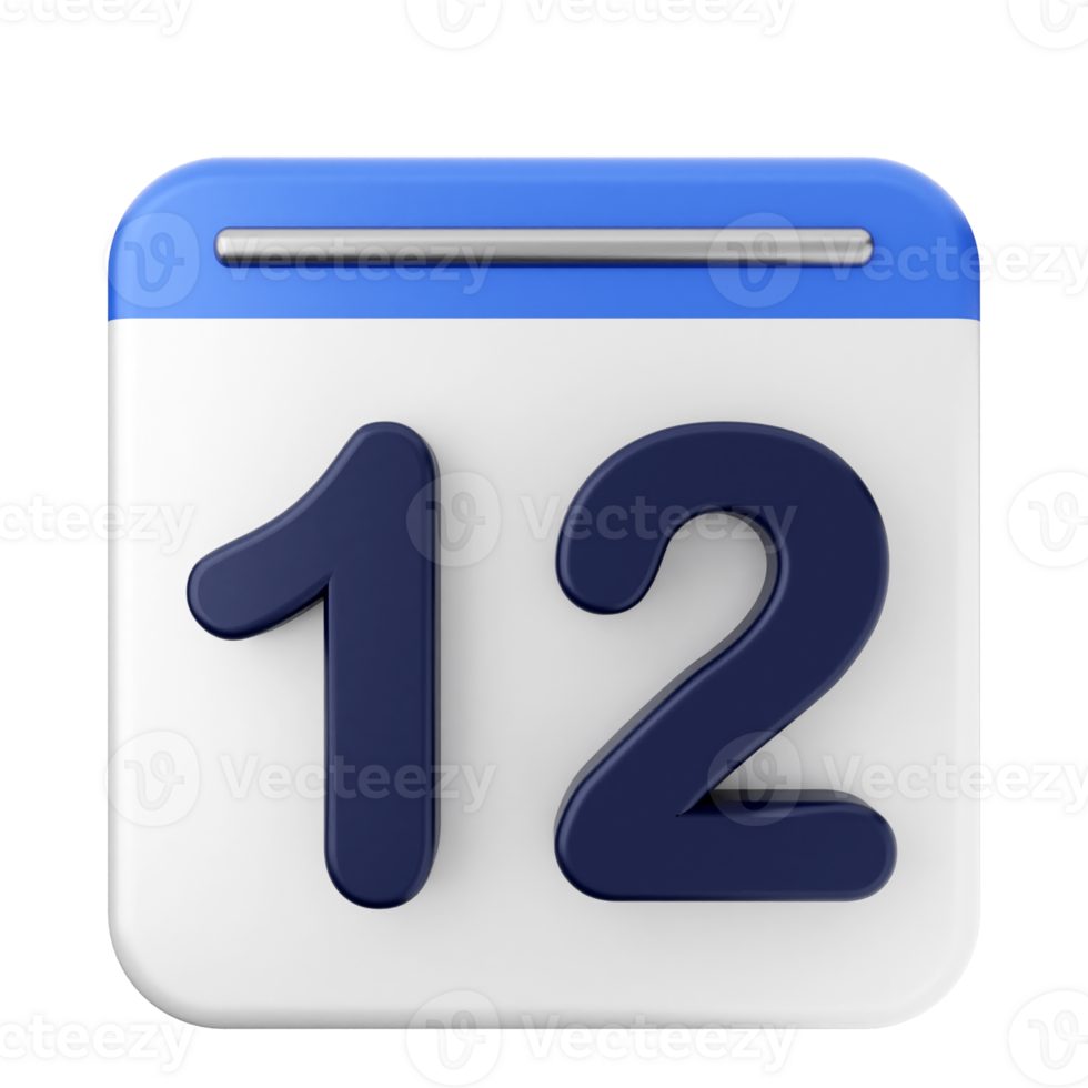 A calendar icon with the number twelve on it png
