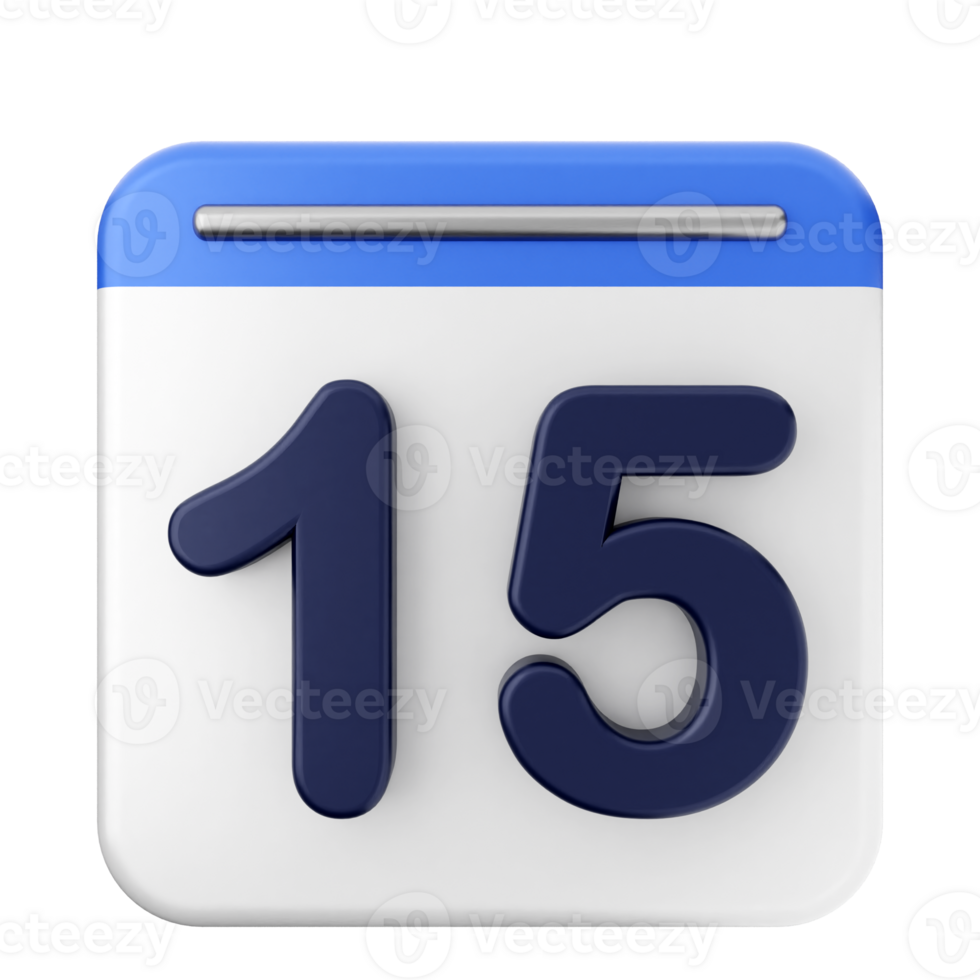 A calendar icon with the number 15 on it png