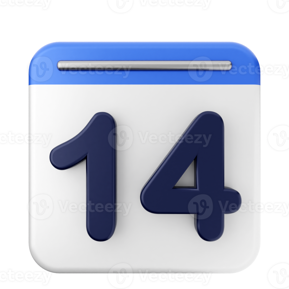 A calendar icon with the number 14 on it png