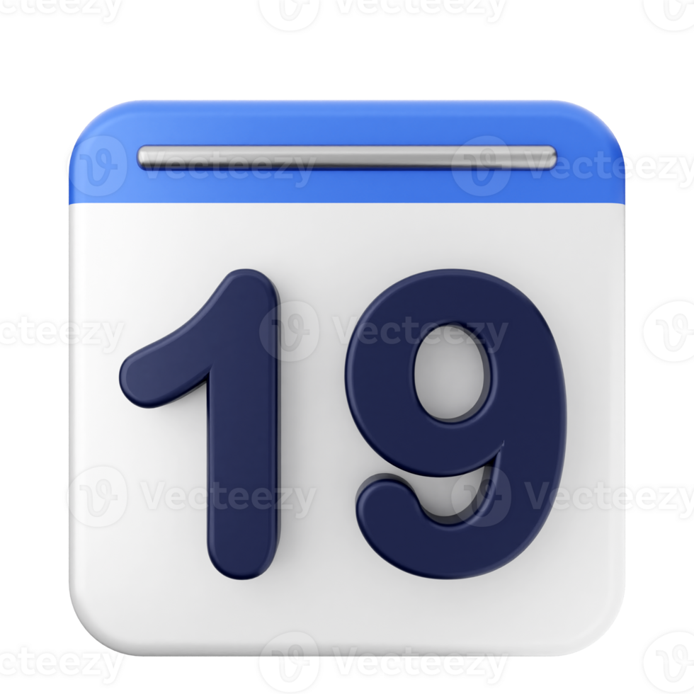 A calendar icon with the number 19 on it png
