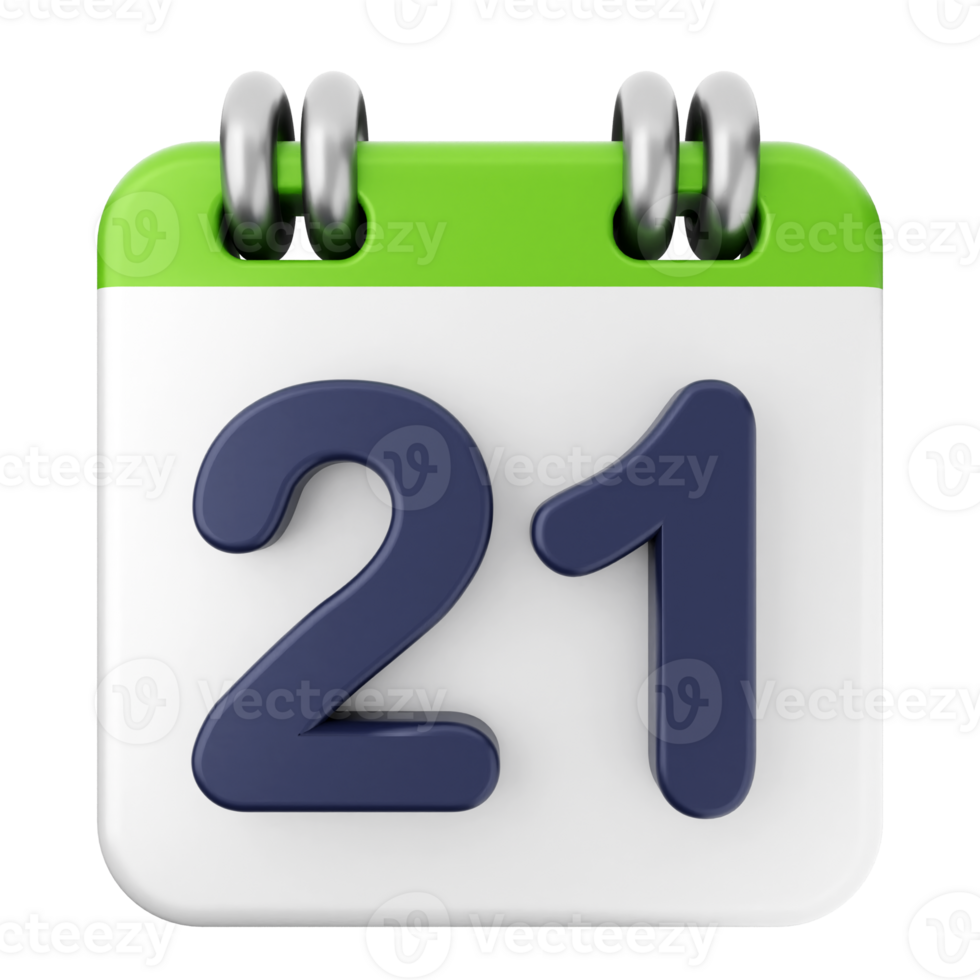 A calendar with the number 21 on it png
