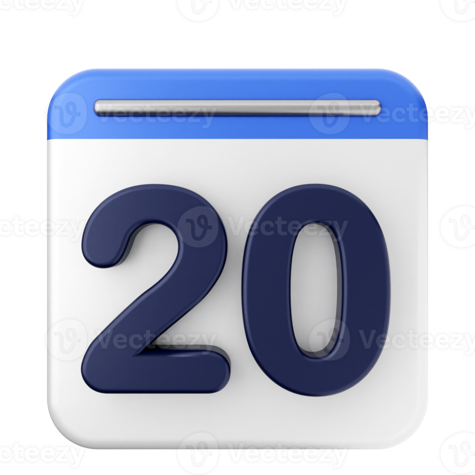 A calendar icon with the number 20 on it png