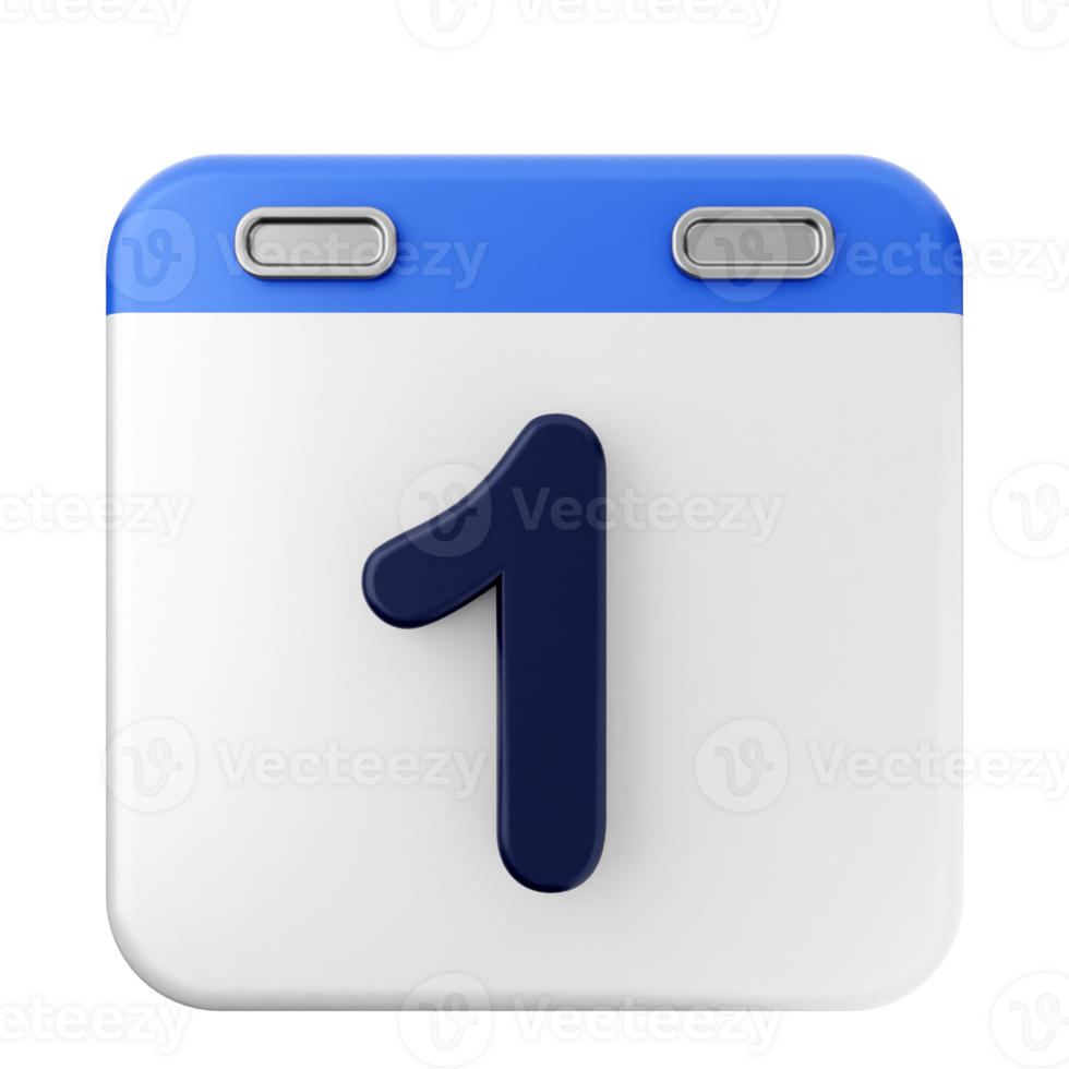 A calendar icon with the number one on it png