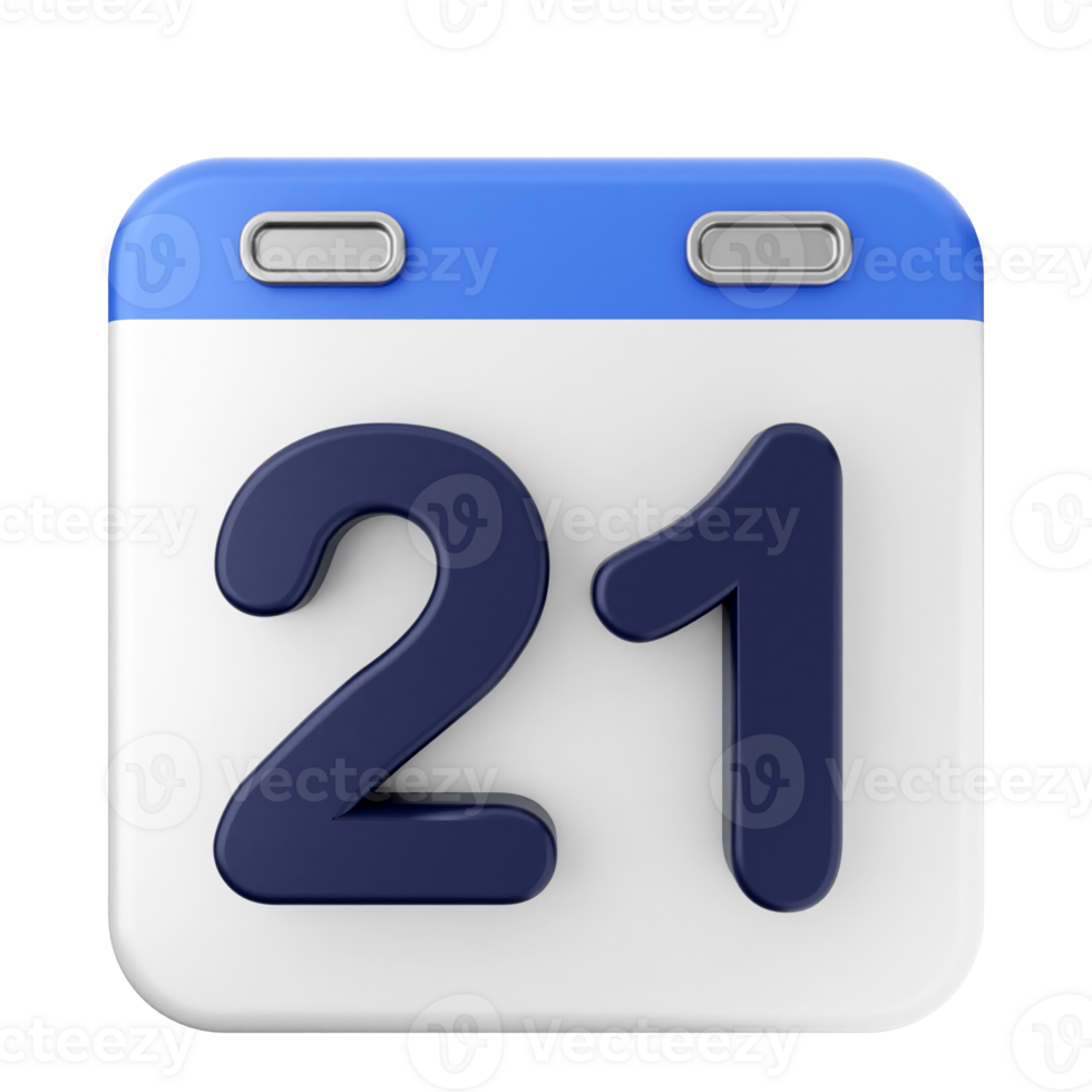 A calendar icon with the number 21 on it png