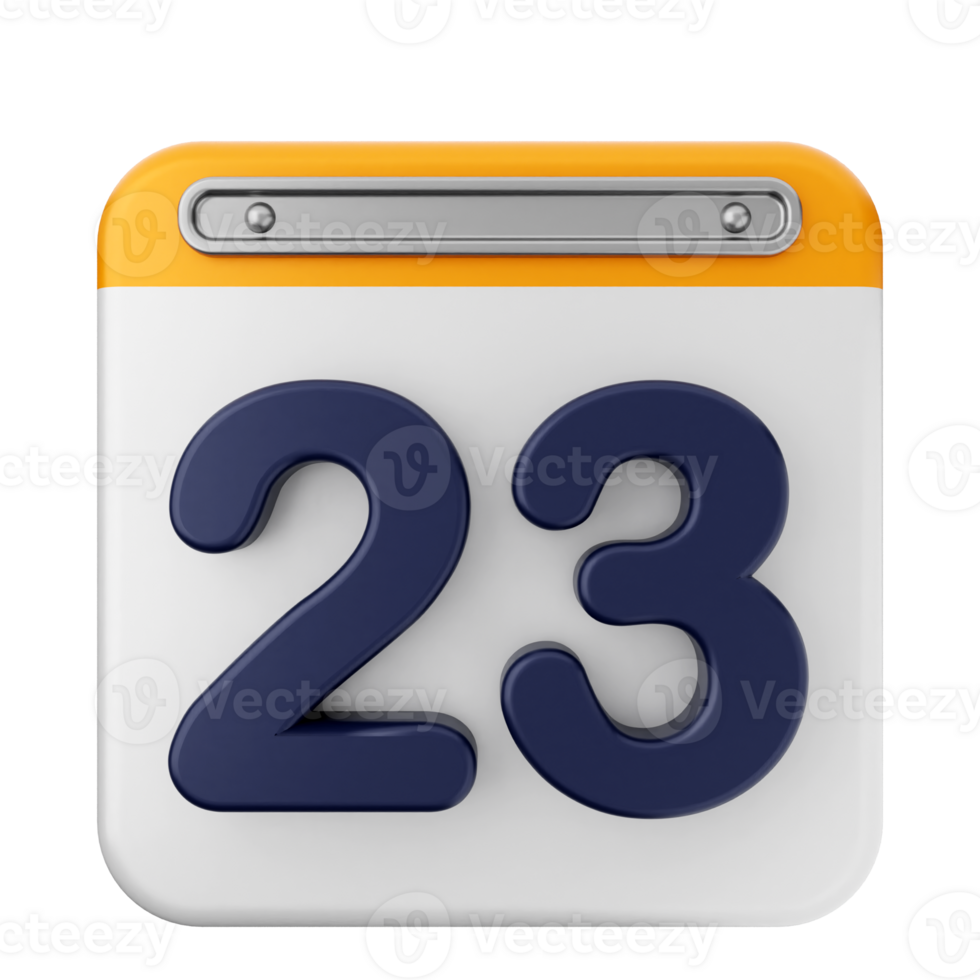 A white and blue calendar with the number 23 png