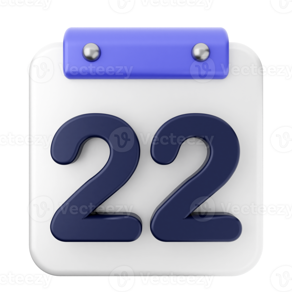 A calendar icon with the number 22 on it png