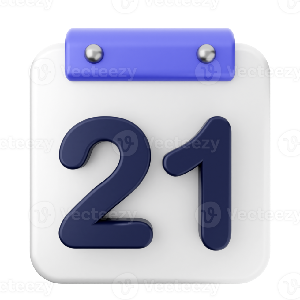 A calendar with the number 21 on it png