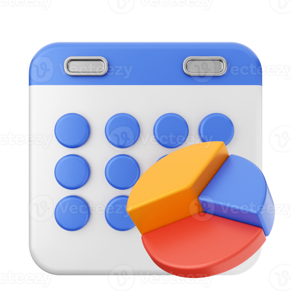 A calendar with pie charts and a calendar icon png