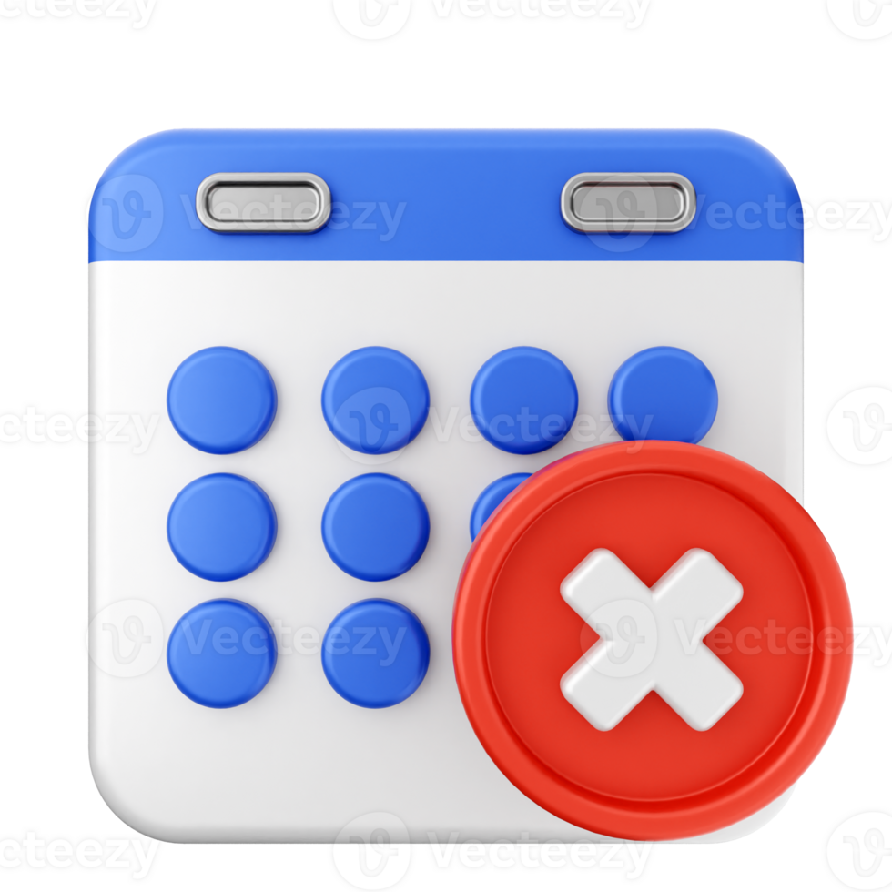 A calendar icon with a red cross on it png