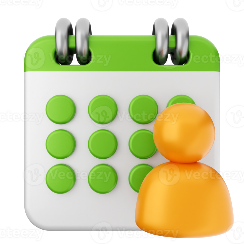A calendar icon with a person in front of it png