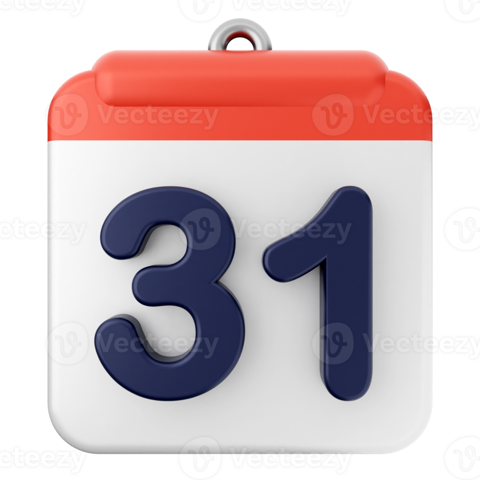 A calendar with the number 31 on it png