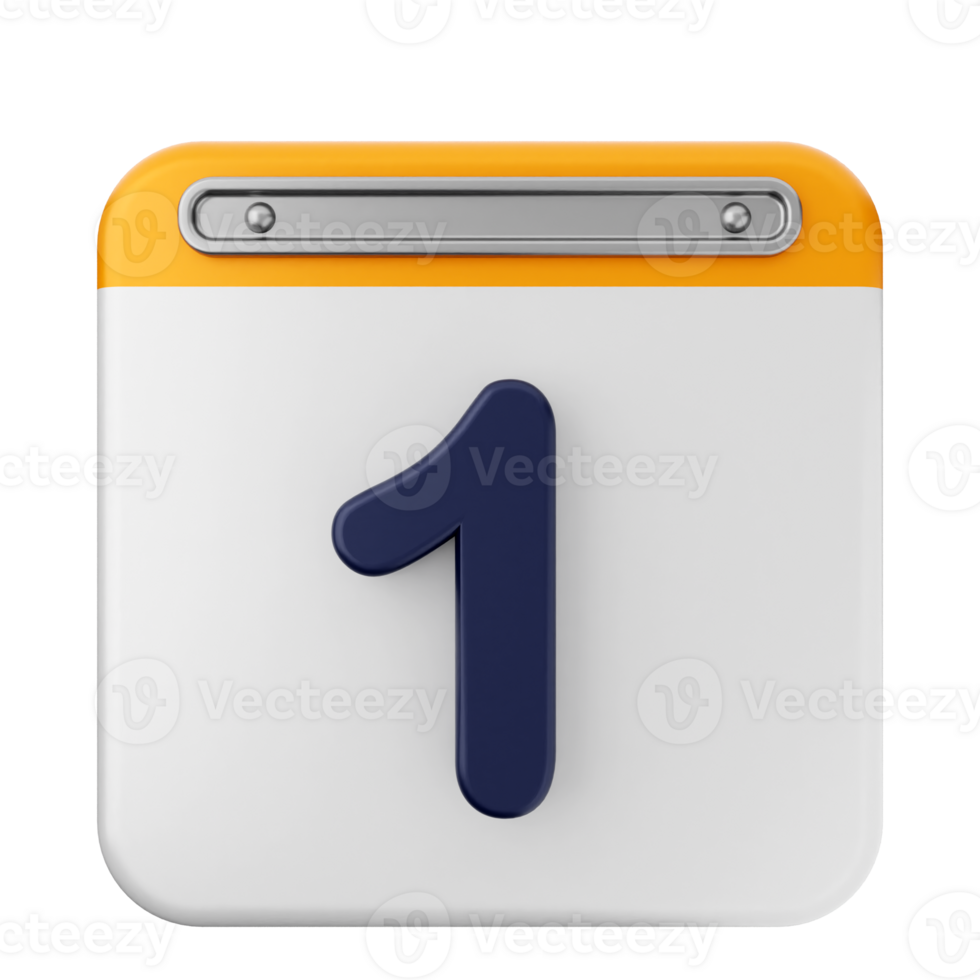 A white and blue calendar icon with the number one png