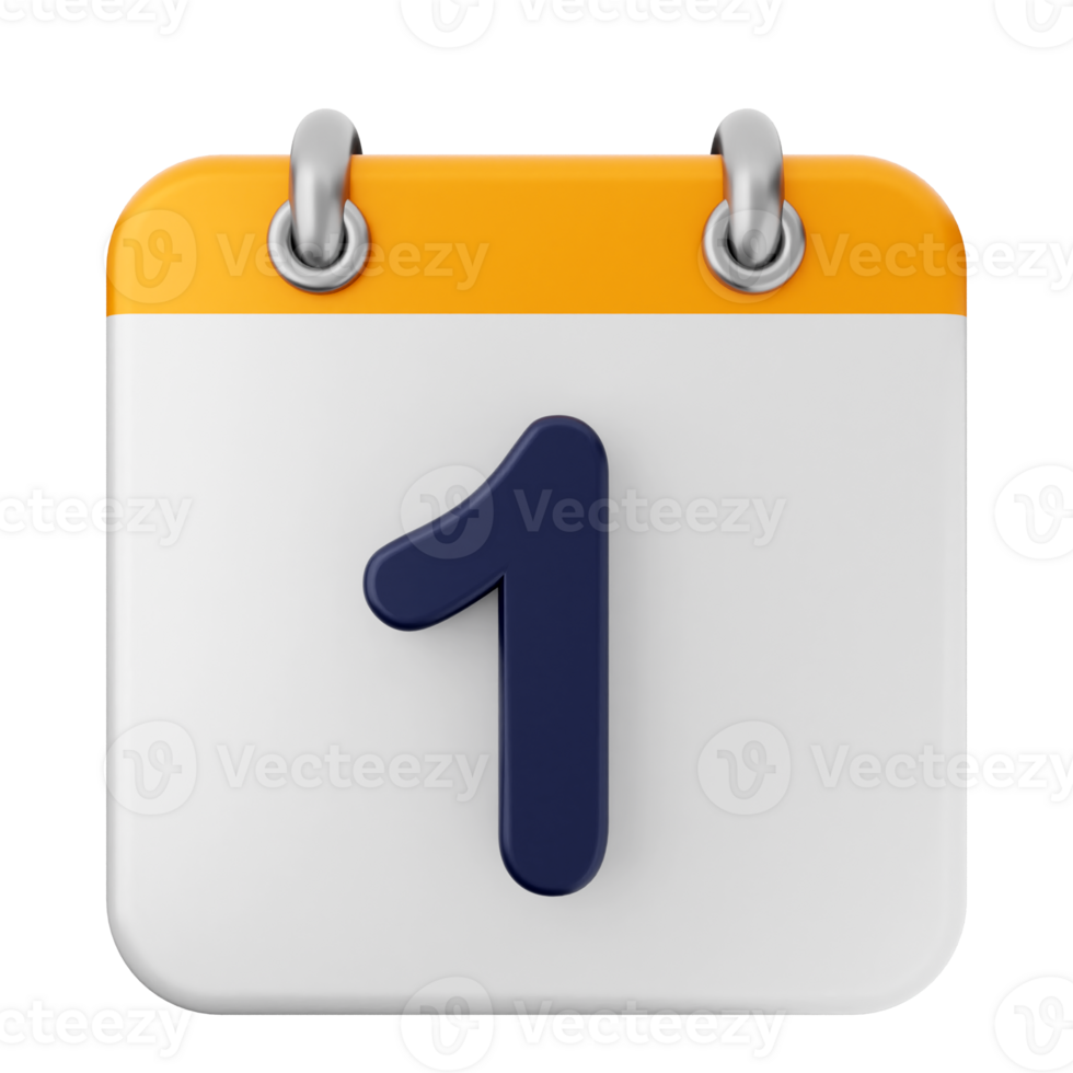 A calendar icon with the number one on it png