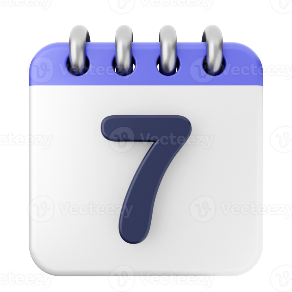 A calendar icon with the number seven png