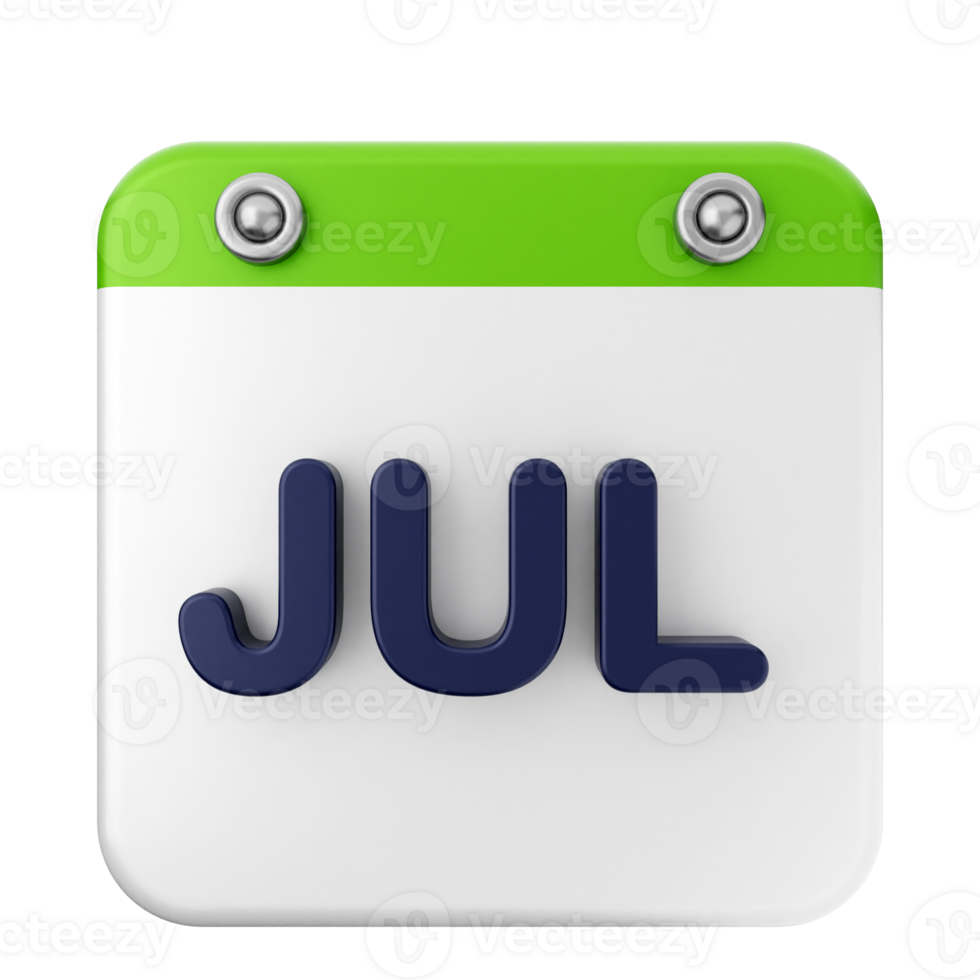 July calendar icon with green and white background png
