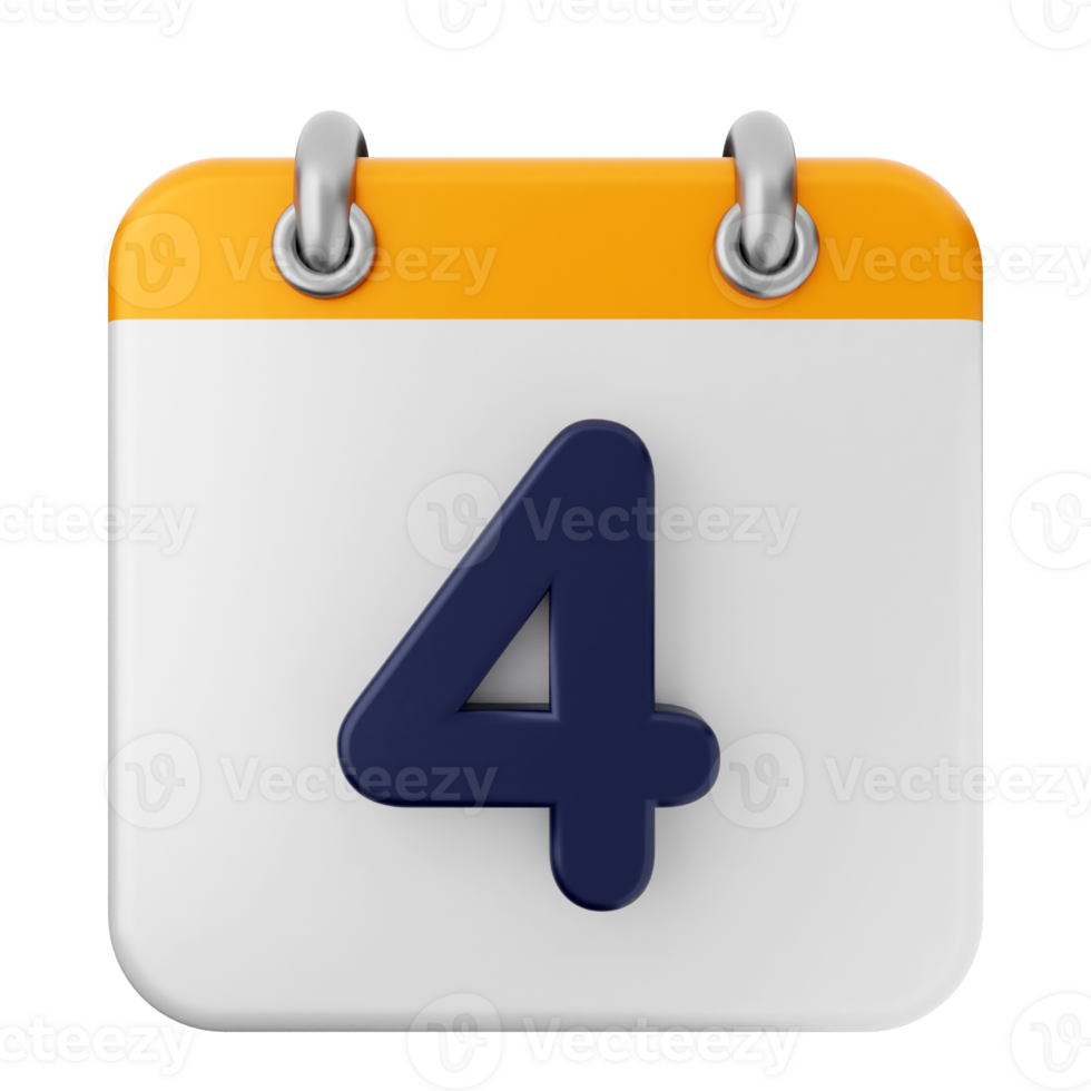 A calendar icon with the number four png
