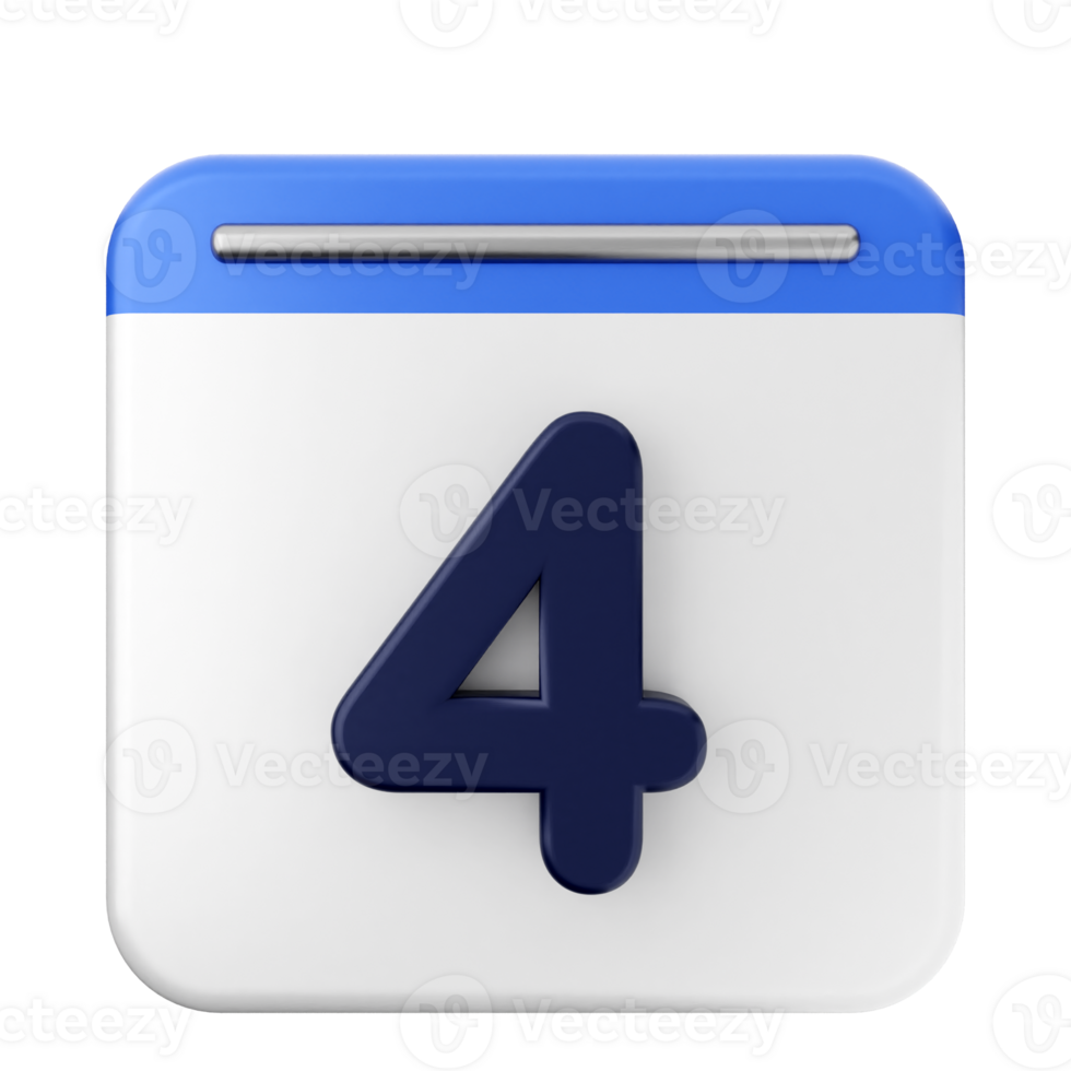 A calendar icon with the number four on it png
