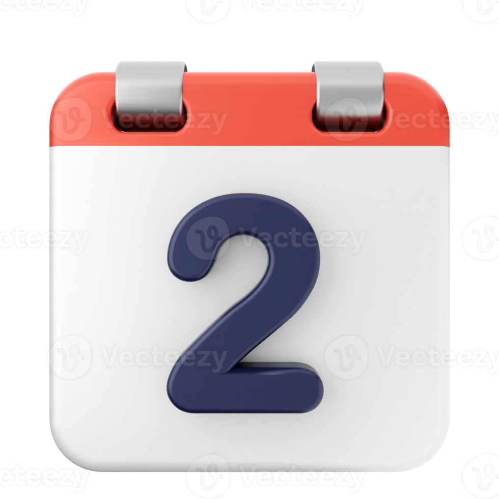 A calendar with the number two on it png