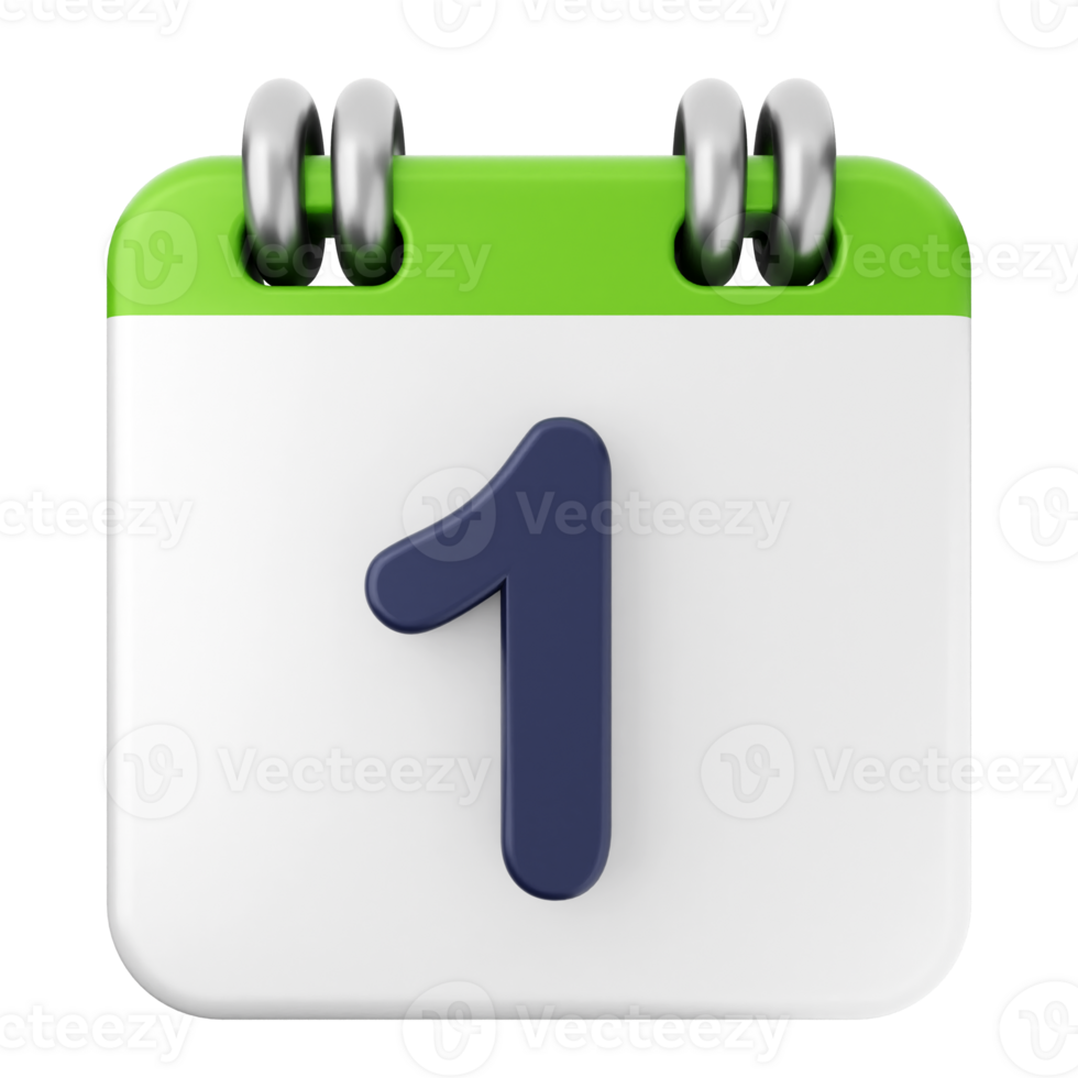 A calendar icon with the number one on it png
