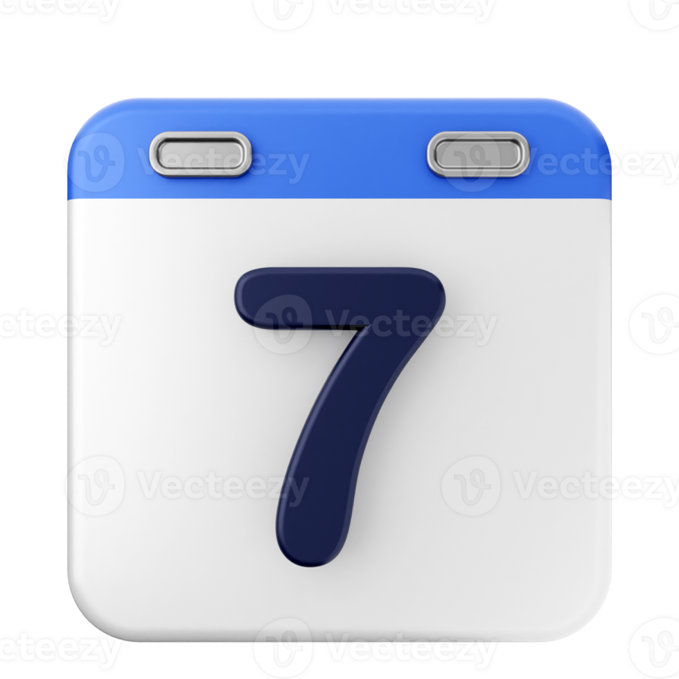 A calendar icon with the number seven on it png