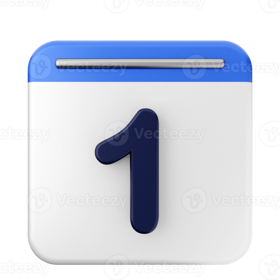 A calendar icon with the number one on it png
