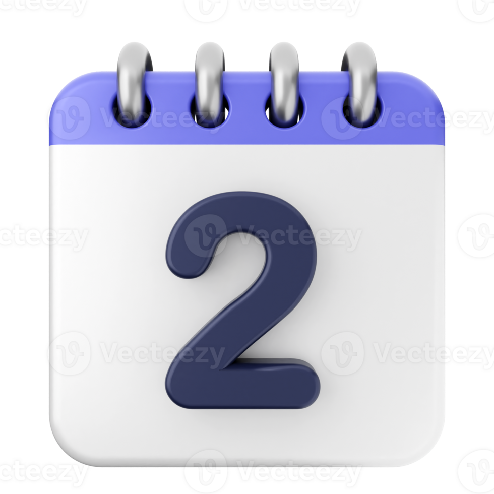 A calendar with the number two on it png