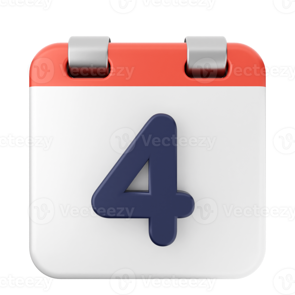 A calendar icon with the number four on it png