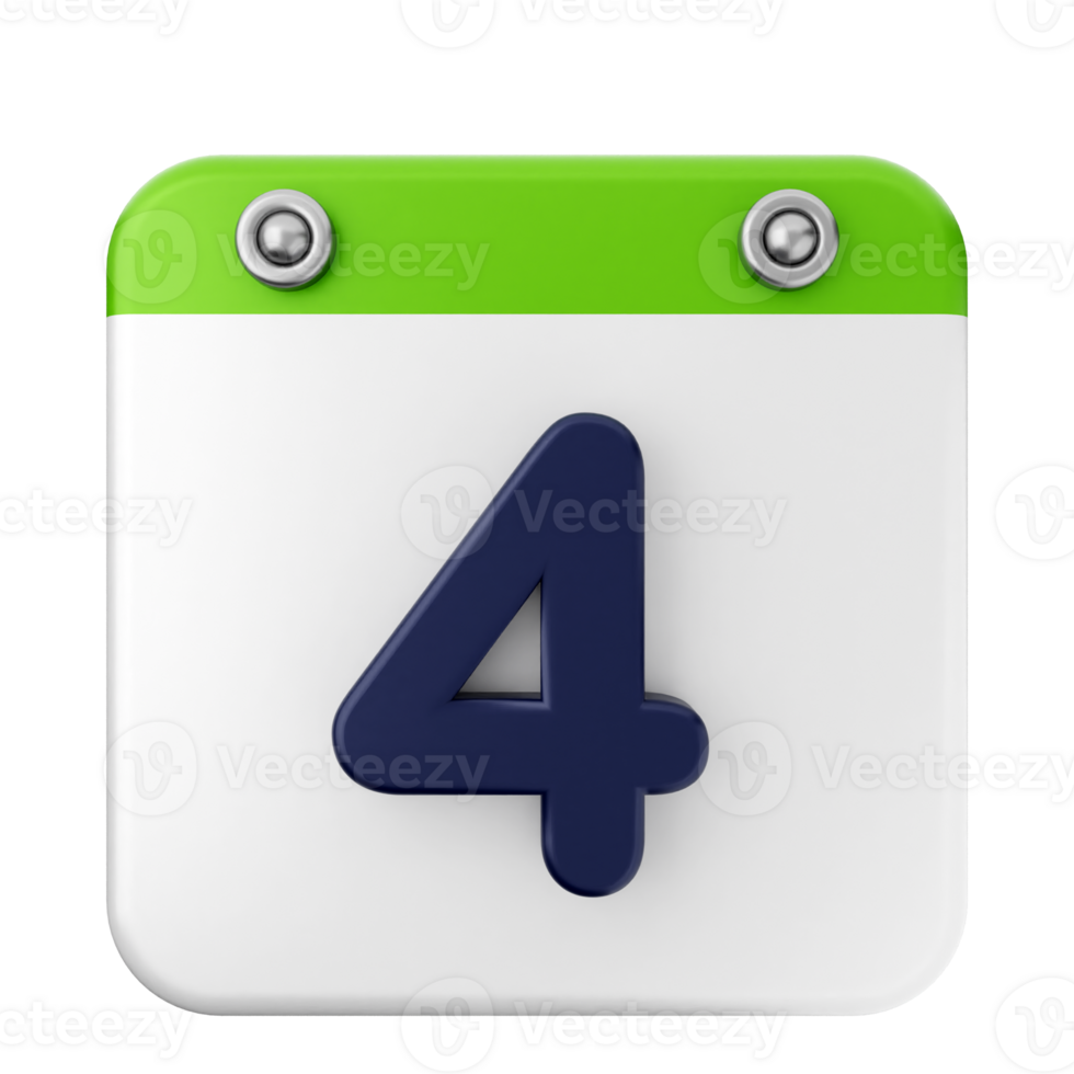 A green and white calendar icon with the number four png